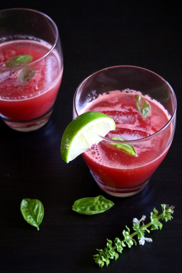 Watermelon basil martini